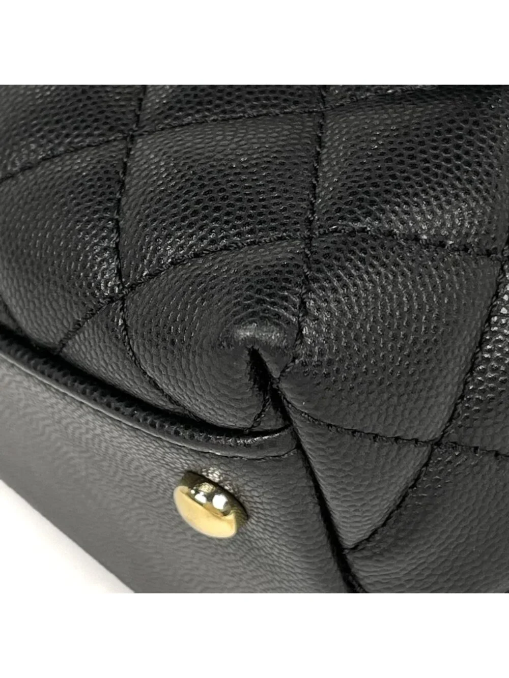 Chanel Large Top Handle Flap Bag Handbag CC Logo Quilted 2-Way Caviar Leather